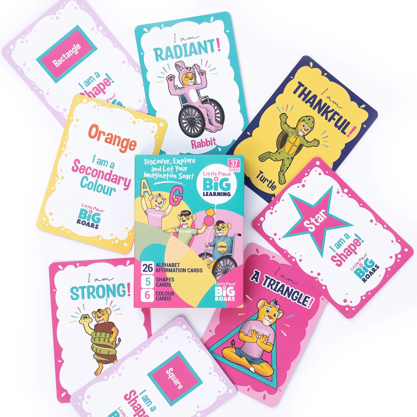 Alphabet, Shapes, and Colour Affirmation Cards 37pk