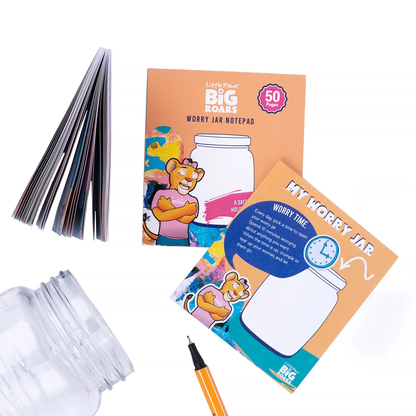 Little Paws, Big Roars; Worry Jar Notepad